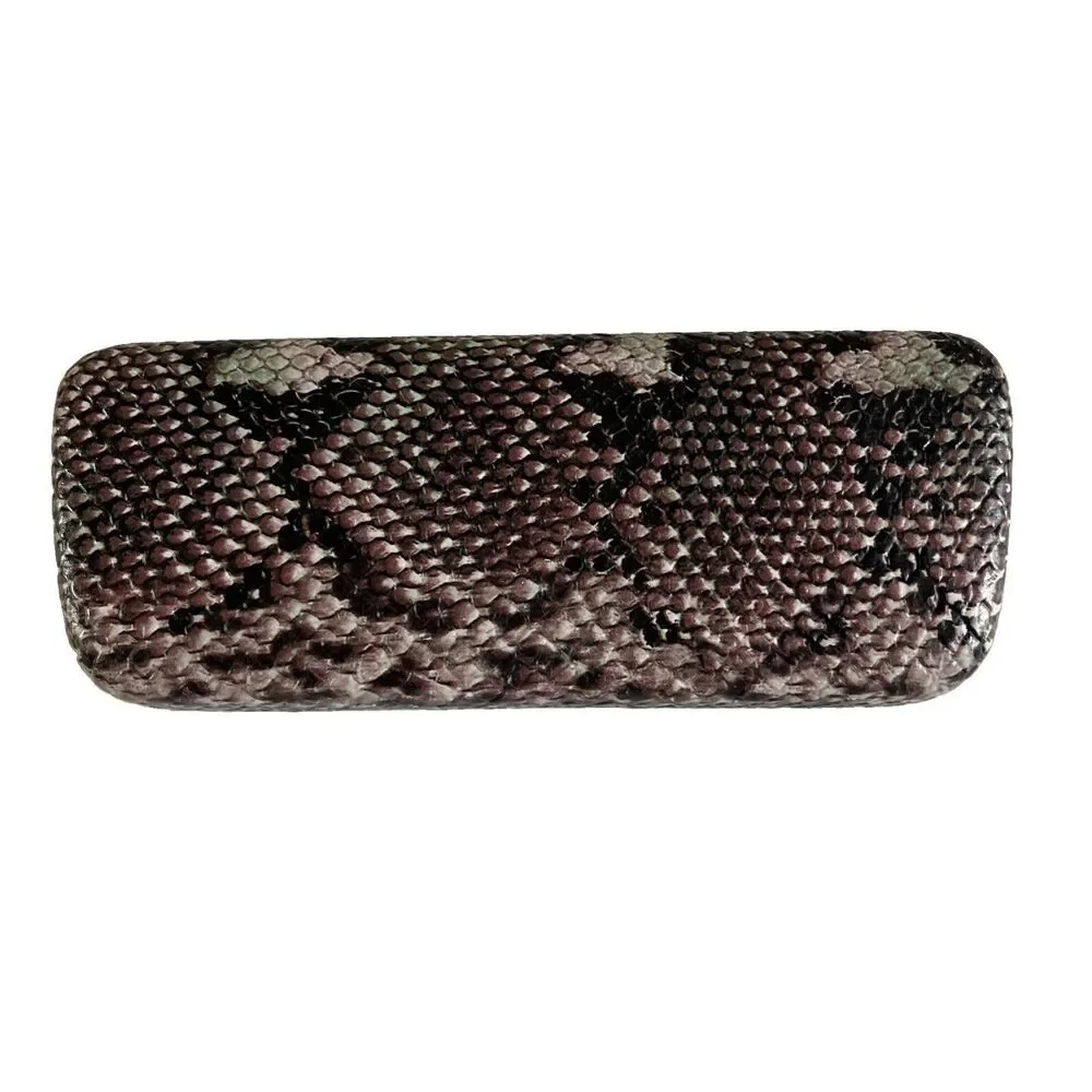 XOXO Clamshell Eyeglasses Case Faux Snakeskin Purple Black Sunglasses Holder